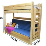 Letto a Castello con Divano Letto Carlos – Legno Massiccio di Pino + Materassi