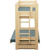 Bunk Bed with Sofa Bed Carlos – Solid Pine Wood + Mattresses