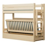 Letto a Castello con Divano Letto Carlos – Legno Massiccio di Pino + Materassi