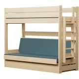 Bunk Bed with Sofa Bed Carlos – Solid Pine Wood + Mattresses