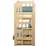 Letto a Castello con Divano Letto Fabio – Legno Massiccio di Pino + Materassi