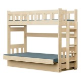 Letto a Castello con Divano Letto Fabio – Legno Massiccio di Pino + Materassi