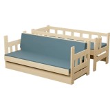 Letto a Castello con Divano Letto Fabio – Legno Massiccio di Pino + Materassi