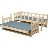 Letto a Castello con Divano Letto Fabio – Legno Massiccio di Pino + Materassi