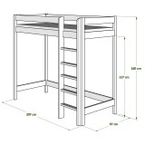 Solid pine wood loft bed mezzanine