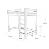 Letto a soppalco in legno di pino massello