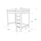 Solid pine wood loft bed mezzanine