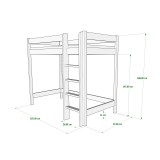 Solid pine wood loft bed mezzanine